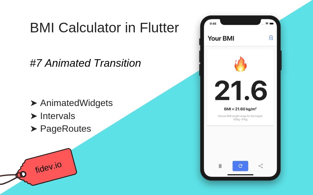 BMI Calculator in Flutter - Part 7 - Animated transition - Fidev